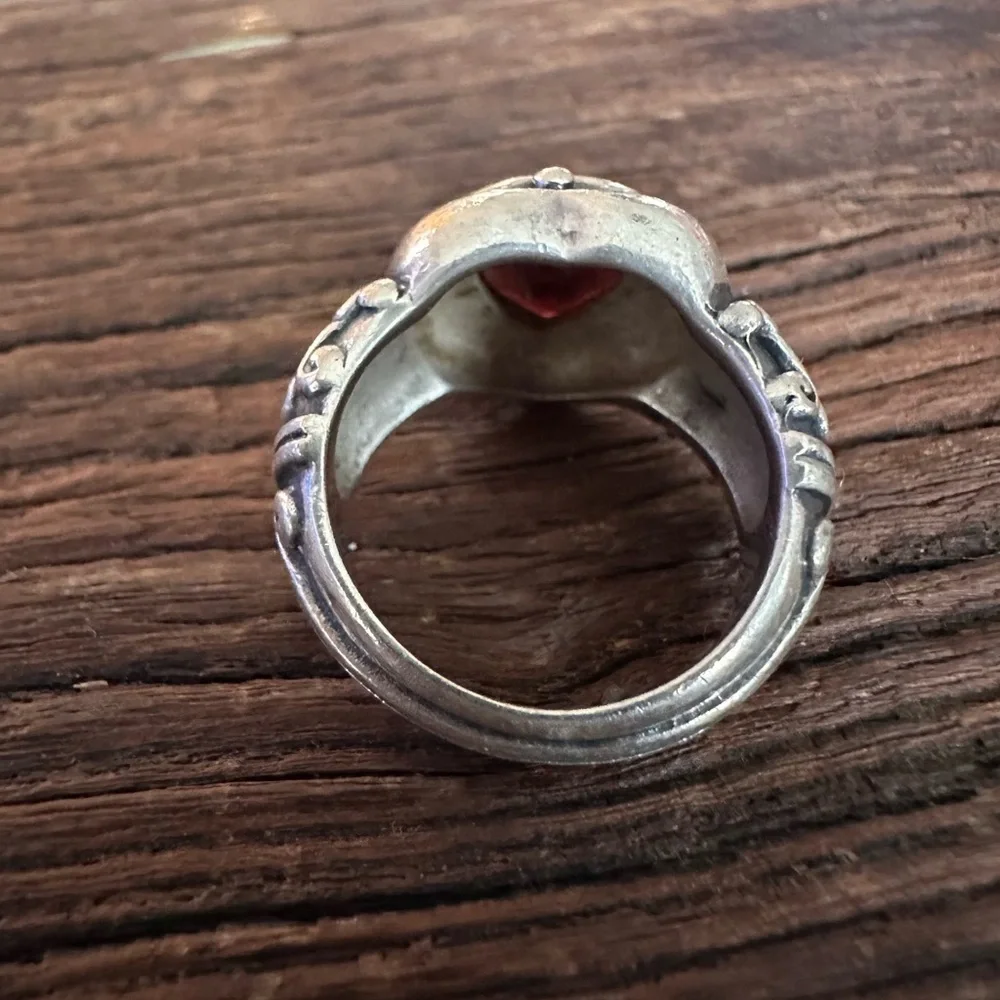 BRIGHTON ❤️ “Prima Donna” Sterling Silver Red  Heart Stone Ring - Size 6